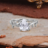 Organic Vine-Entwined 4-Prong Pear-Cut Lab Diamond Engagement Ring
